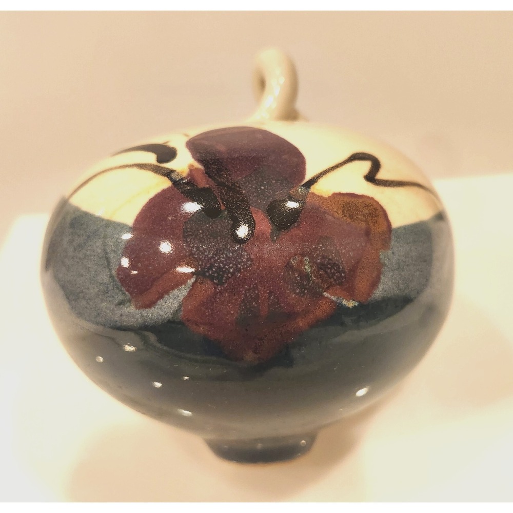 Beautiful Pottery Art Decor Purple Orchid Bulbous Shape Ornament Or Display